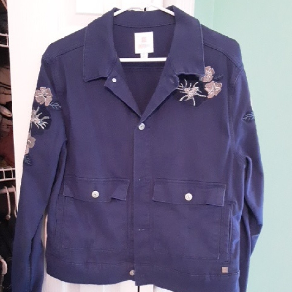 Navy Blue Embroidered Men's Jacket